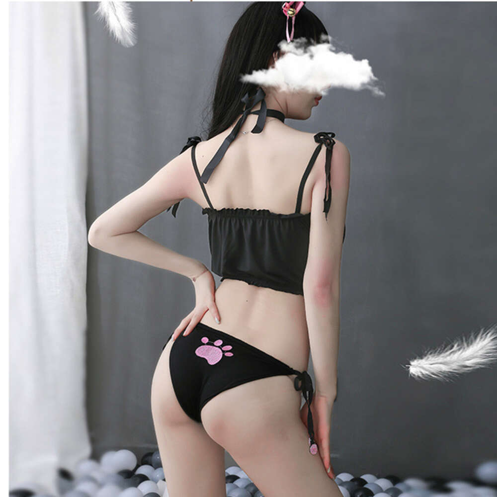 Ani Anime Girl Cute Cat Paw Bell Bikini Swimsuit Costume Women Mini Lovely Cats Hollow Pamas Uniform Cosplay cosplay