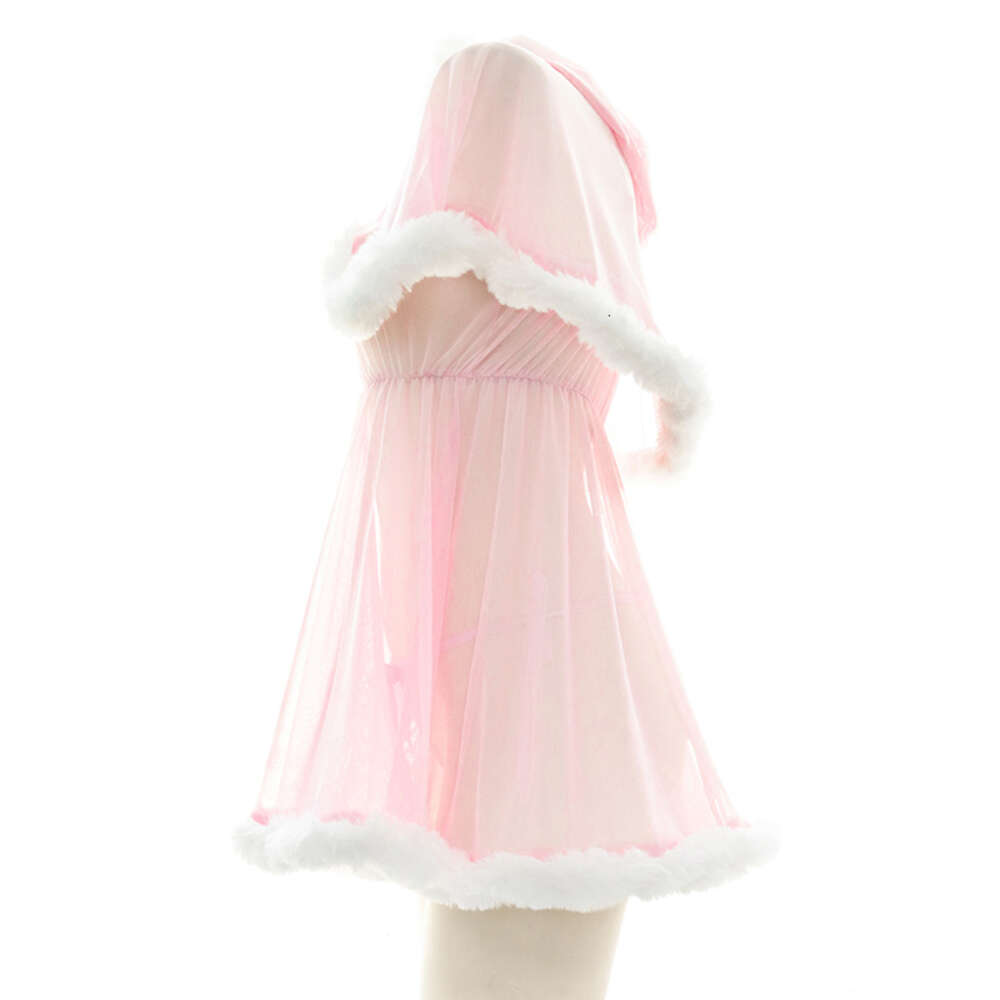 Ani anime conto de fadas menina rosa com capuz vestido traje cosplay feminino malha peludo camisola pamas uniforme outfit cosplay