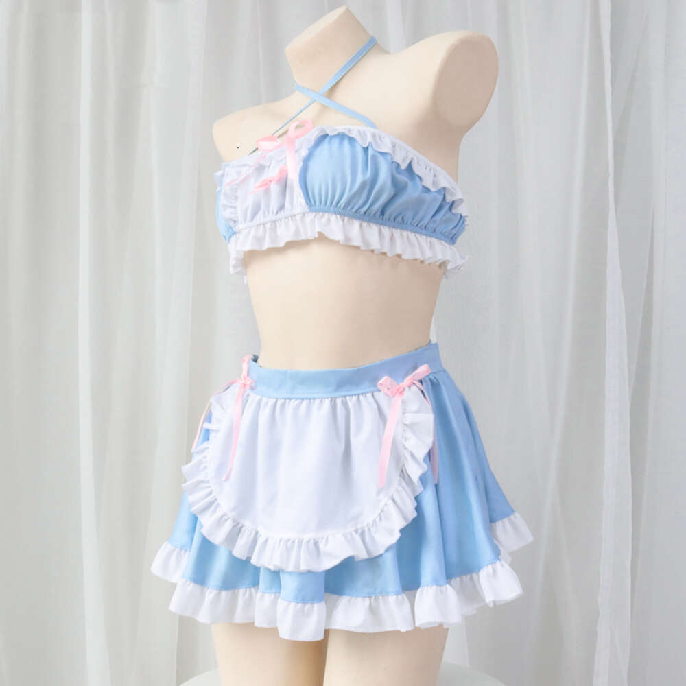 Ani Kawaii Girl Anime Cafe Clerk Maid Unifrom Outfits Women Cute Lolita Blue Pamas Pool Party Waiter Costumes Cosplay cosplay