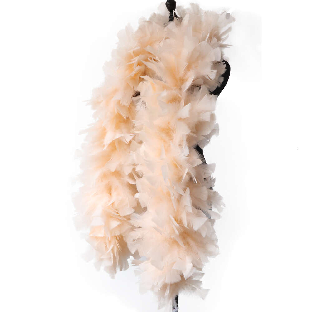 200 Grams Fluffy Boa Champagne Turkey Marabou Feather Scarf for Party Clothing Sewing Shawl Decoration 2meters