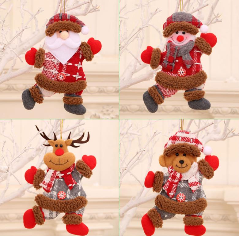 Feito à mão natal papai noel boneco de neve veados árvore de natal pendurado ornamentos boneca de pelúcia pingentes para decoração de natal df311
