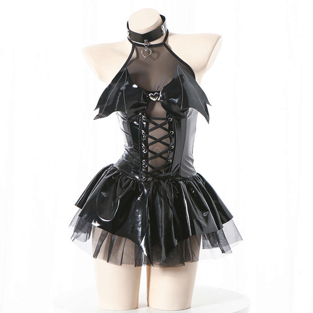 Ani Damen Teufel Prinzessin Kleid Uniform Kostüme Mädchen Fledermaus Dämon Leder Halloween Outfit Cosplay Cosplay