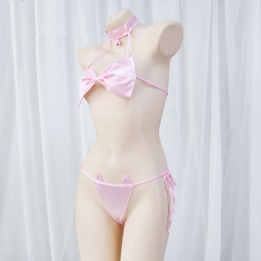 Ani Beach Girl Anime süße Katze rosa Schleife Bikini Badeanzug Bademode Unifrom Damen Unterwäsche Dessous Outfits Kostüme Cosplay