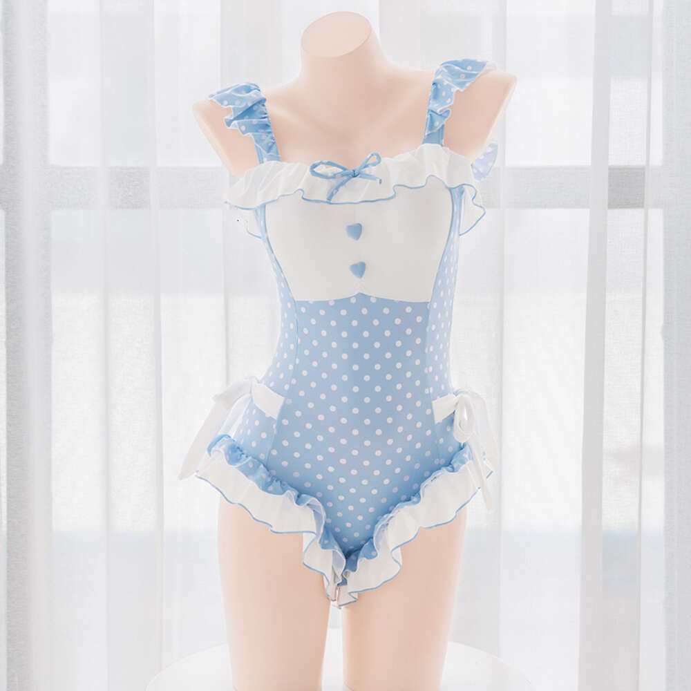 Ani Anime Lolita Girl Cute Bodysuit Swimsuit Uniform Costumes Women Student Backless Dot Swimwear Outfit Cosplay cosplay