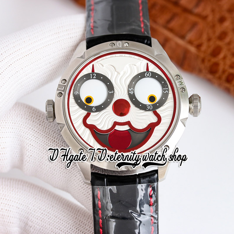 TWF V4S Japan NH35A Orologio da uomo automatico Konstantin Chaykin Halloween Moon Phase Joker Quadrante bianco Cassa in acciaio 316L Cravatta rossa Pelle Super Edition Orologi eternità