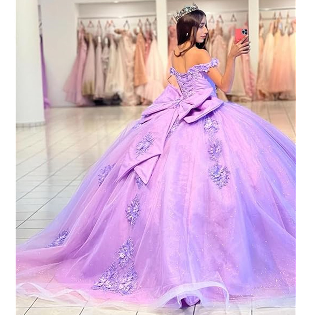 2024Ball Gowns Quinceanera Dresses Cinderalla Off Shoulder 3D Flowers Cospllay Formal Prom Dress Sweet 15 Dress Masquerade