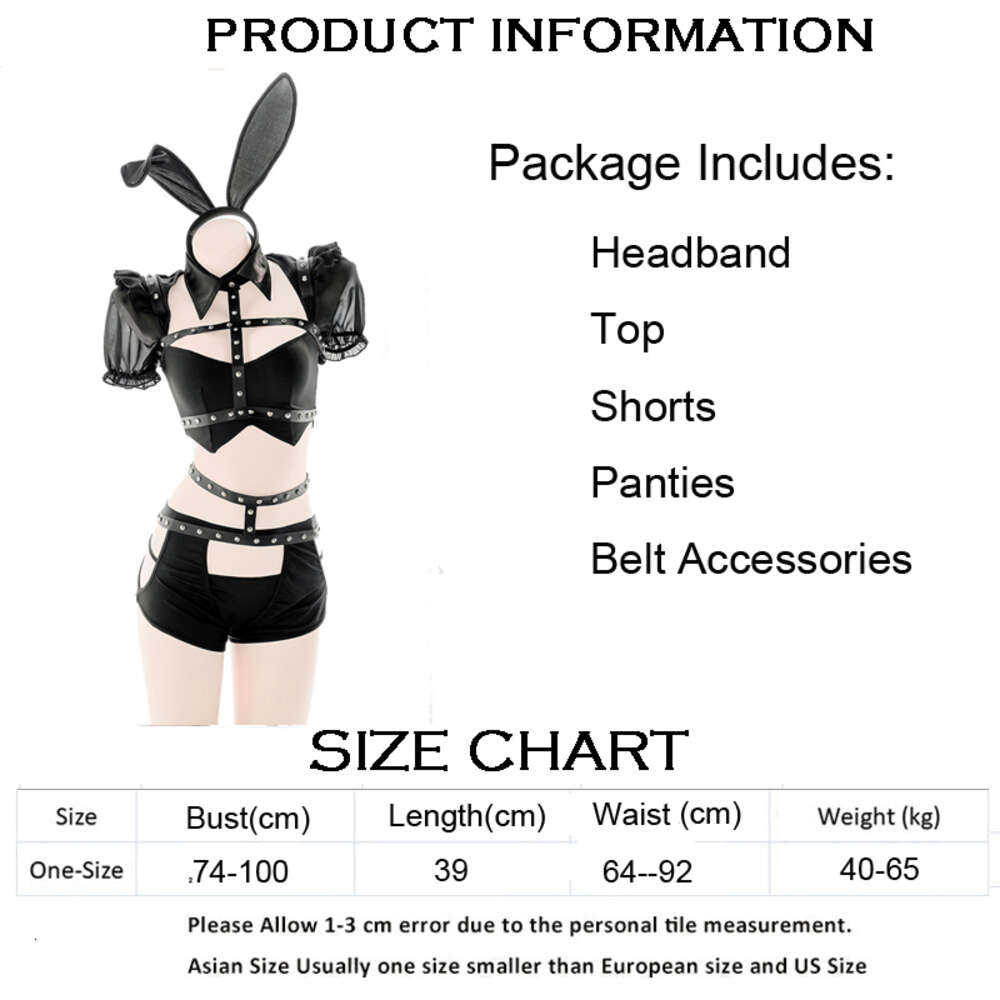 Ani Anime Game Robot Girlvän Bunny Girl Uniform Costume Women Nightclub Waiter Rivet Belt Strap Pamas Lingerie Cosplay