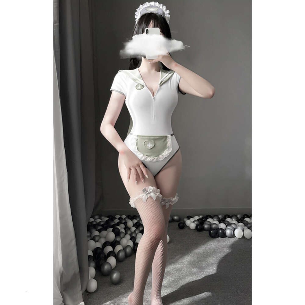 ANI 2021 HOT Söt Rabbit Nurse Bodysuit Costumes Cosplay Sexig Kawaii Bunny Girl Maid Outfit Erotic Unirom Set Par Role Play Cosplay