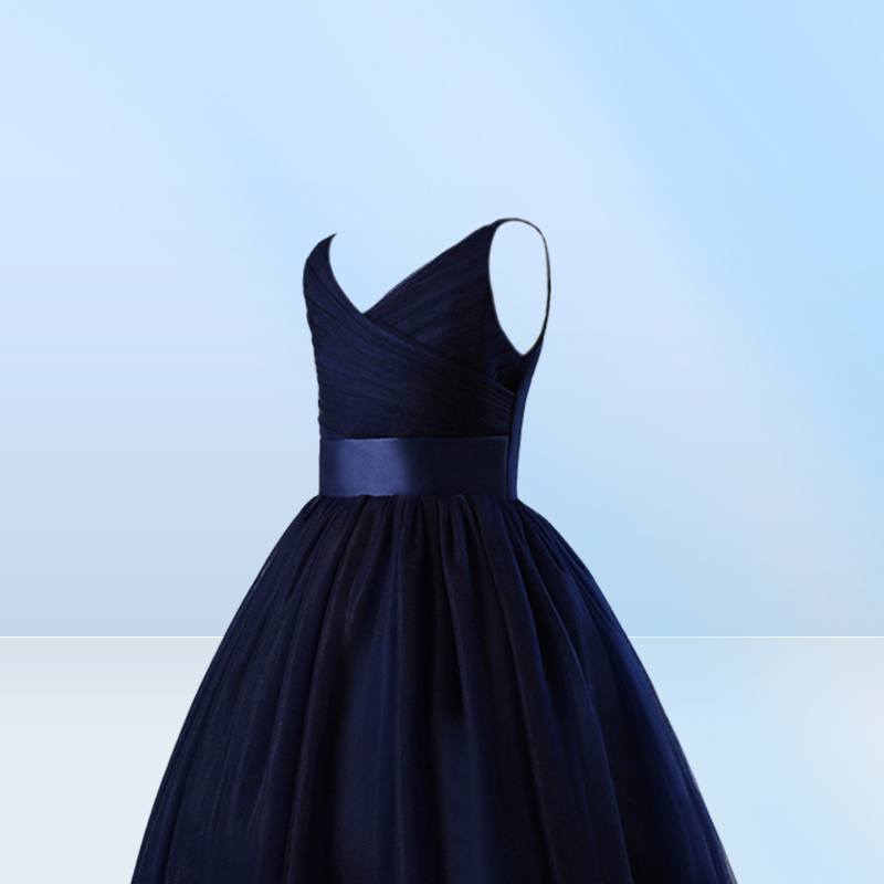 Elegant Flower Girls Dresses Navy Blue Sleeveless Graduation Dress Kids Wedding Party Ball Gown Vestido7376831