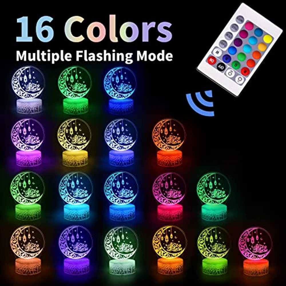 Nachtlichter LED-Nachtlicht Kinder Dekorative Lichter Batterie USB Schreibtisch Tischlampe 16 Farben mit Fernbedienung Dekoration Ramadan Geschenk für Freund P230331