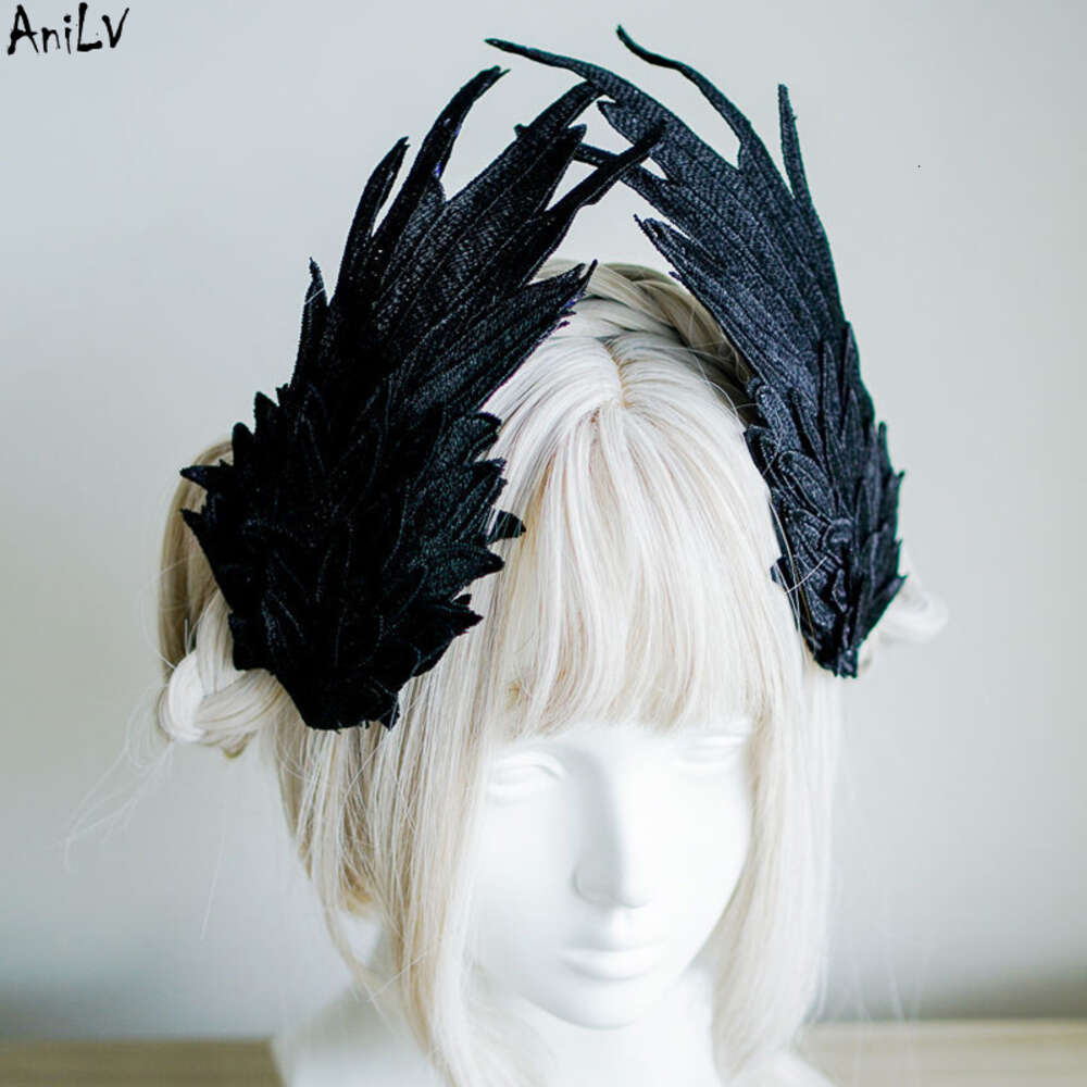 Ani halloween morte diabo magia bruxa headwear gótico anjos escuros asa bordado grampo de cabelo cosplay uso múltiplo cosplay