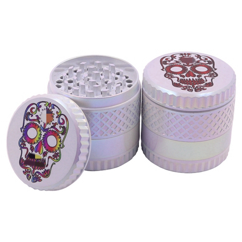 Smoking Gradient Colorful Zinc Alloy 55MM Skull Pattern Dry Herb Tobacco Grind Spice Miller Grinder Crusher Chopped Hand Muller Cigarette Holder DHL