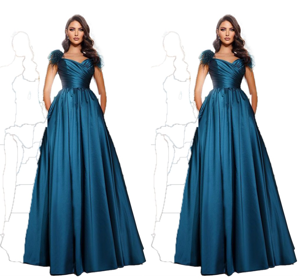 エレガントな青色のサイズの女性のためのラインイブニングドレス