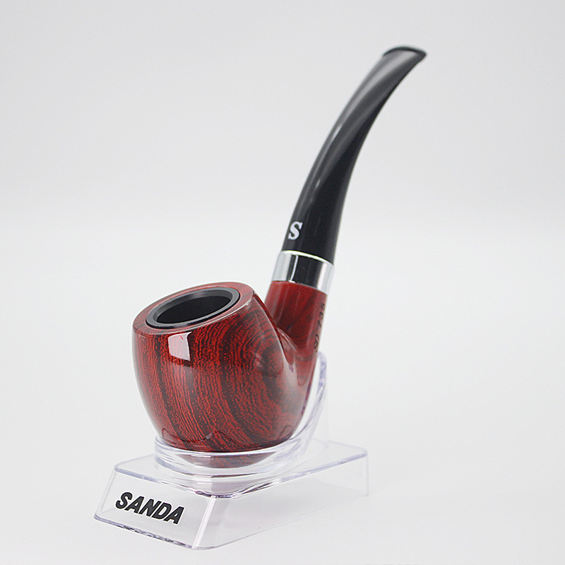 Rökande rör Sanda Flat Bottom Mahogny Colored Gum Wood Pipe SD-735