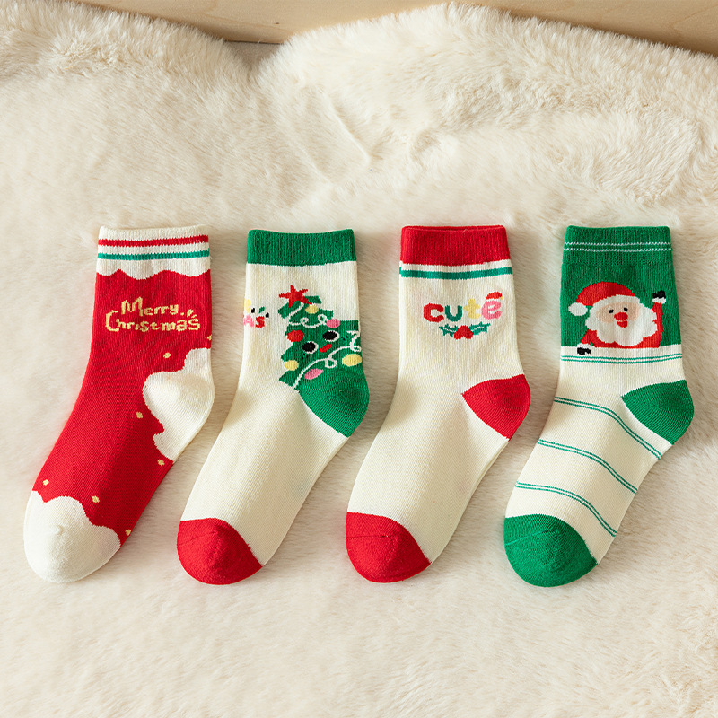 Chaussettes de Noël pour enfants de 1 à 12 ans, chaussettes en coton de styliste de dessin animé, joli père noël bonhomme de neige, bas pour bébé heureux, es/douzaine