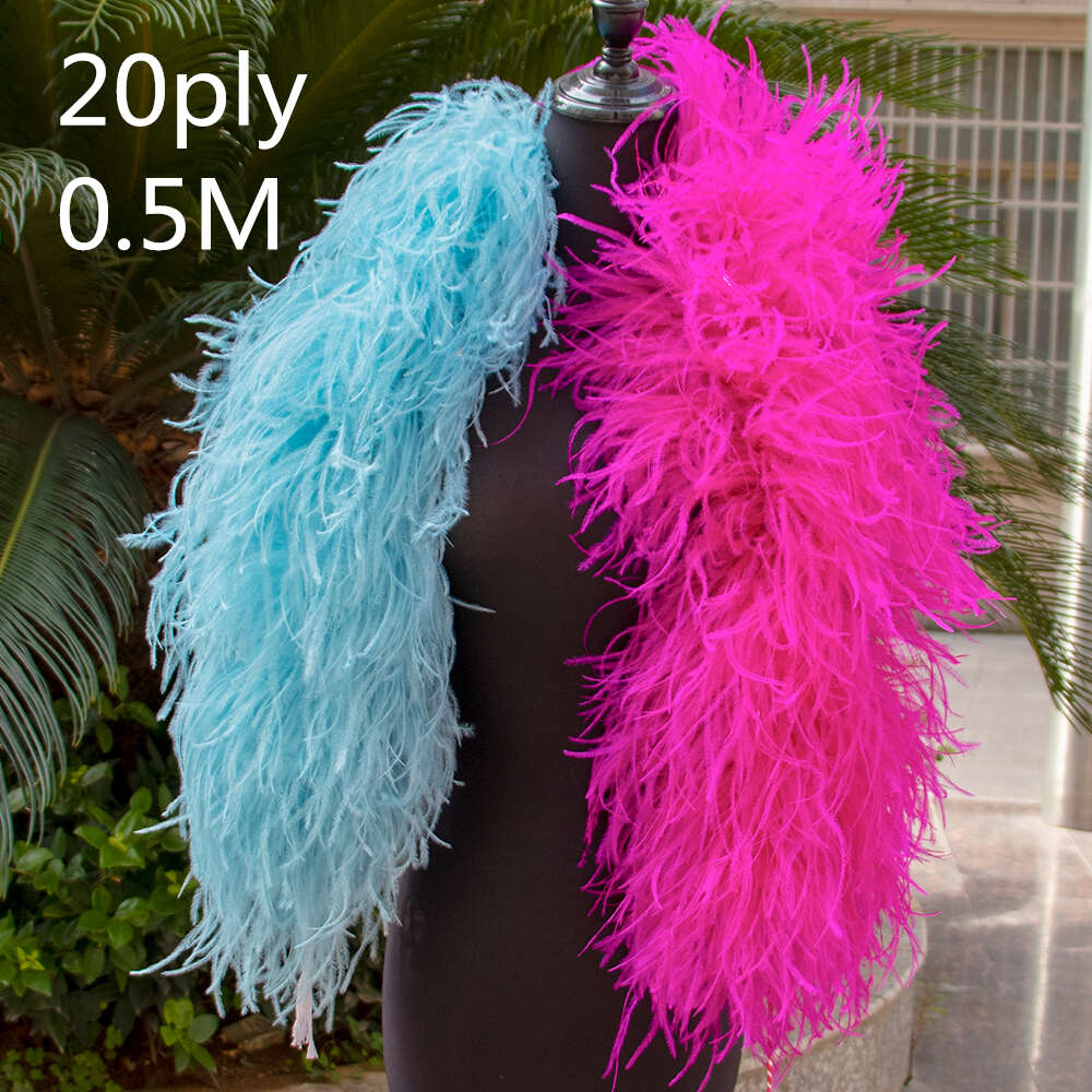 Châle en plumes d'autruche naturelles Boa personnalisées, pour vêtements de fête et de mariage, accessoire de couture, 0.5 mètres de Long