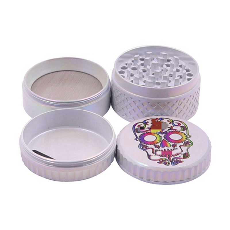 Smoking Gradient Colorful Zinc Alloy 55MM Skull Pattern Dry Herb Tobacco Grind Spice Miller Grinder Crusher Chopped Hand Muller Cigarette Holder DHL