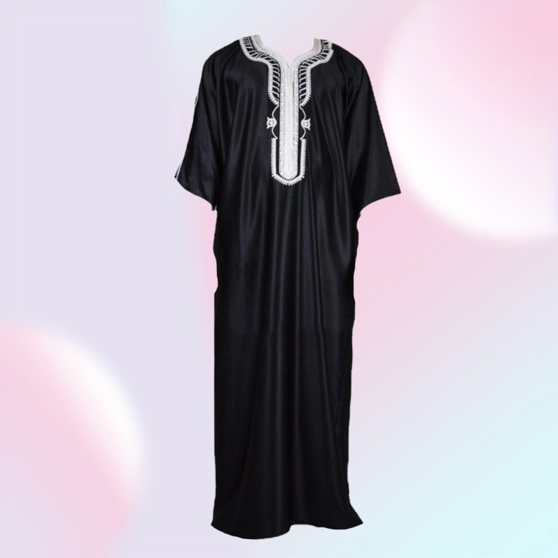 Ethnic Clothing Muslim Man Kaftan Moroccan Men Jalabiya Dubai Jubba Thobe Cotton Long Shirt Casual Youth Black Robe Arab Clothes Ps Size9019057