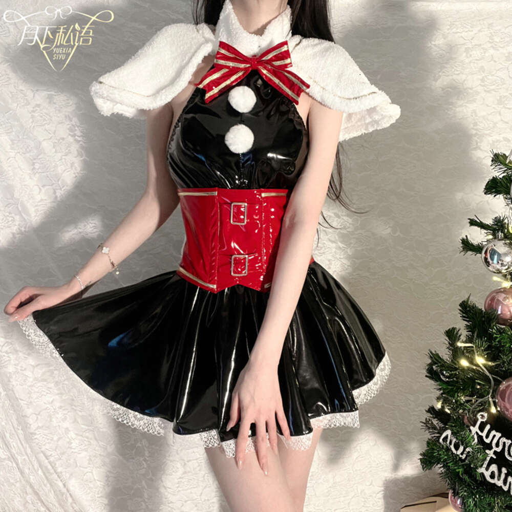 Ani 2023 New Year Leather Dress Rabbit Ear Shawl Unifrom Women Bunny Anime Combat Outfits Costumes Cosplay