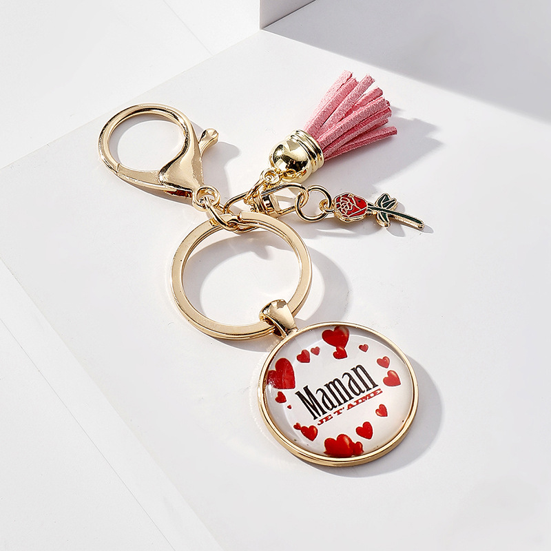 Bulkprijs Moederdag Keychains Gift Time Gem Hanger Keychain Rose Rose Mom Tassel Key Chain Sieraden Accessoire