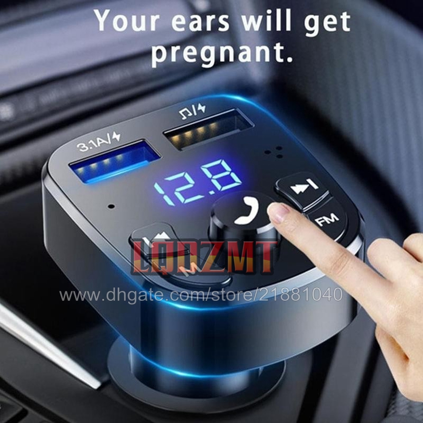 USB Car Charge Surport Bluetooth 5.0 FM sändare 3.1A billaddning av bilarchaddare snabbt snabbt laddare bilpaket mp3 modulator spelare handfree ljudmottagare