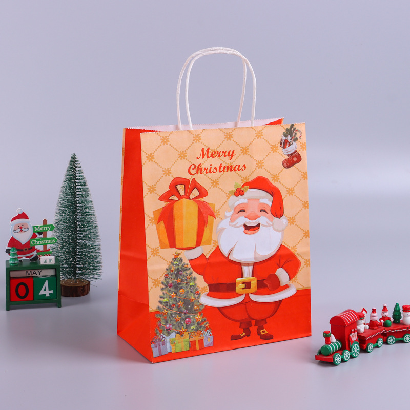 Regalo di Natale Sacchetto di carta Kraft Cartone animato Natale Shopping Regalo feste Borsa imballaggio di caramelle Borsa portatile