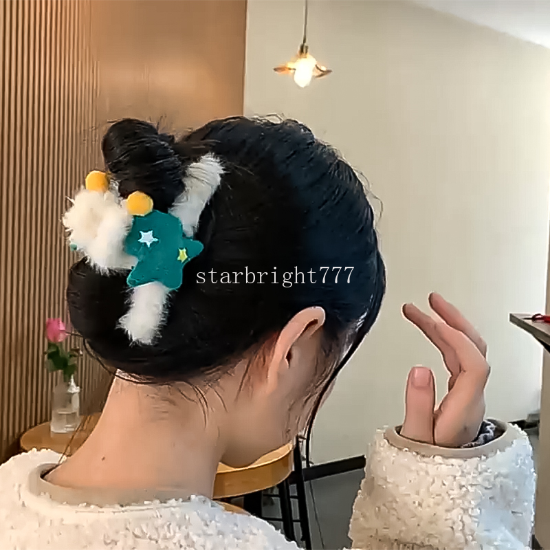 Épingle à cheveux en peluche de noël pour femmes et filles, cloche d'arbre de noël, bonhomme de neige, queue de cheval en crabe, pince à cheveux, Barrette, accessoires pour cheveux