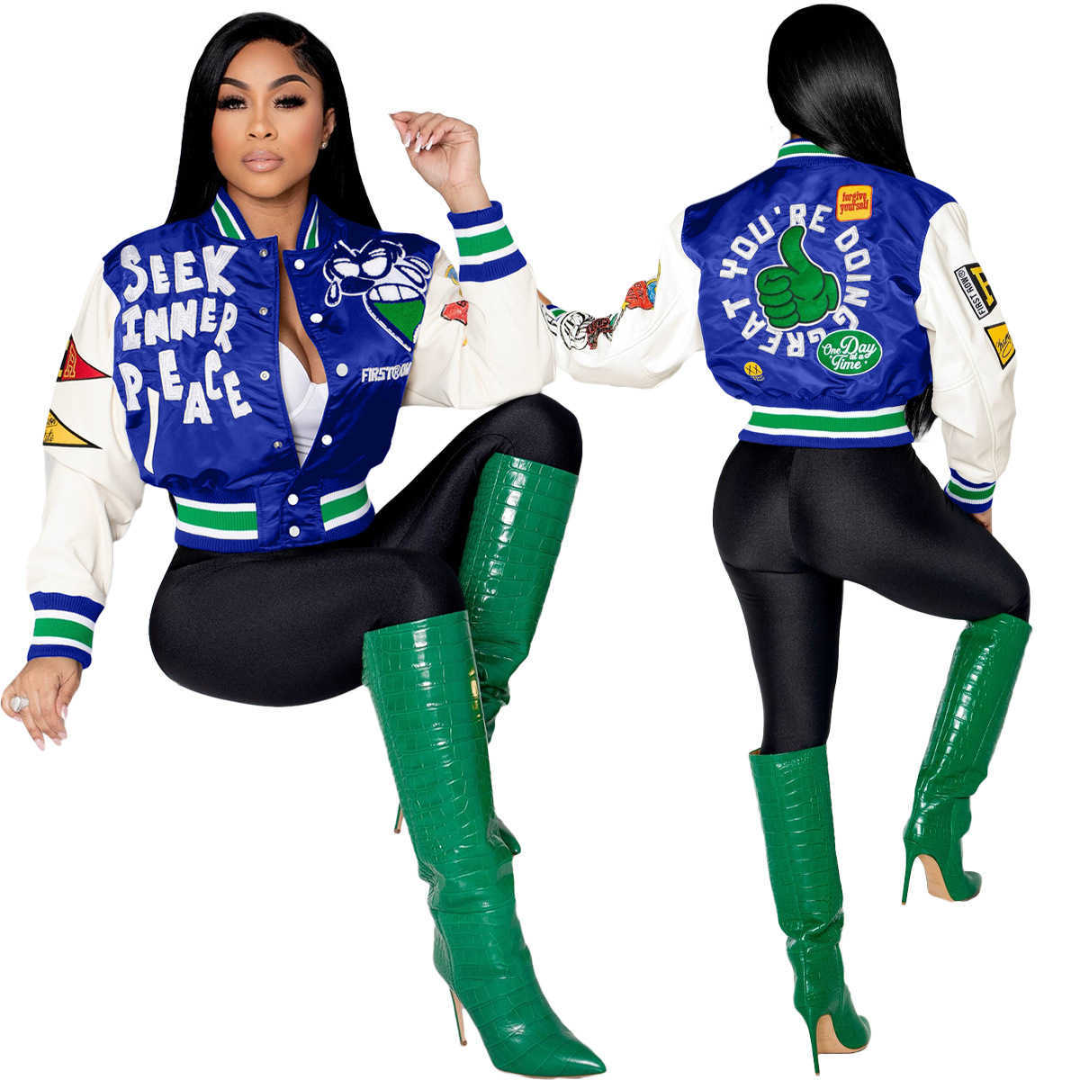 Women Jackets Designer 2023 New Letters Pattern Positioning Printing Thread Fashion Ladies Top Baseball Jersey 