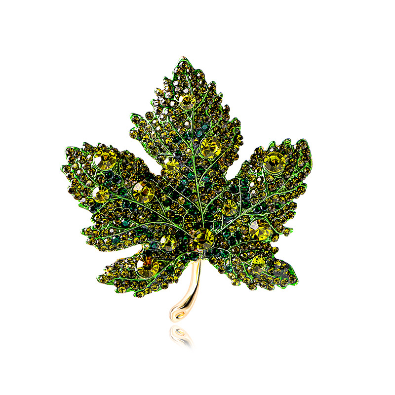 Luxury Full Crystal Shiny Maple Leaf Brooches Pins For Women Girls Vintage Decoration Boutique Party Corsage Jewelry