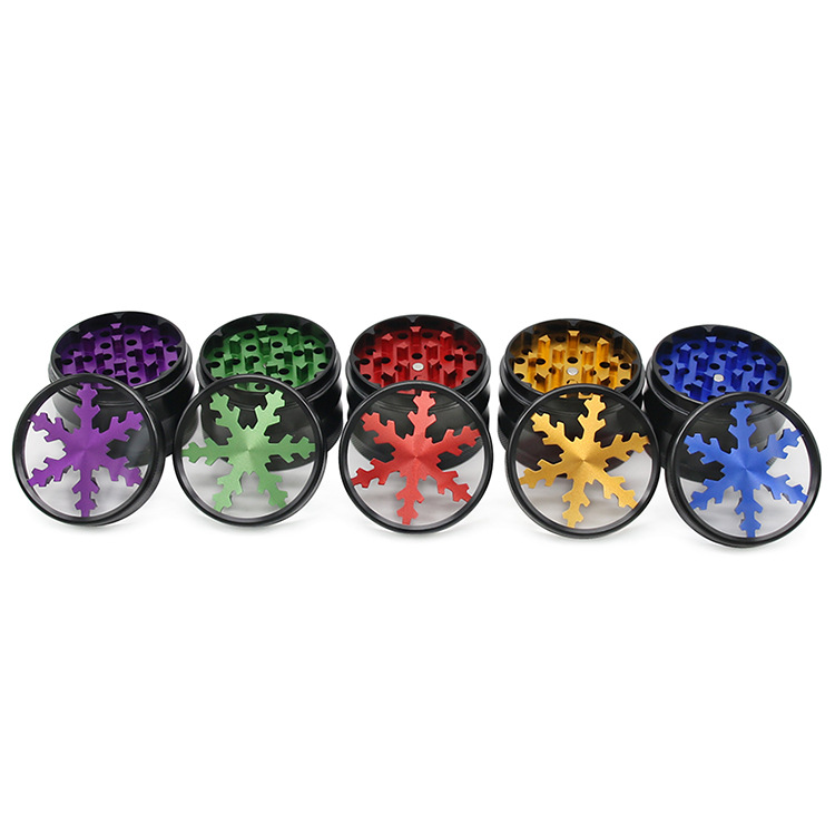 2023 Smoking Pipes 63mm aluminum alloy 4 layer snowflake multi-color cigarette grinder smoker shredder grinder