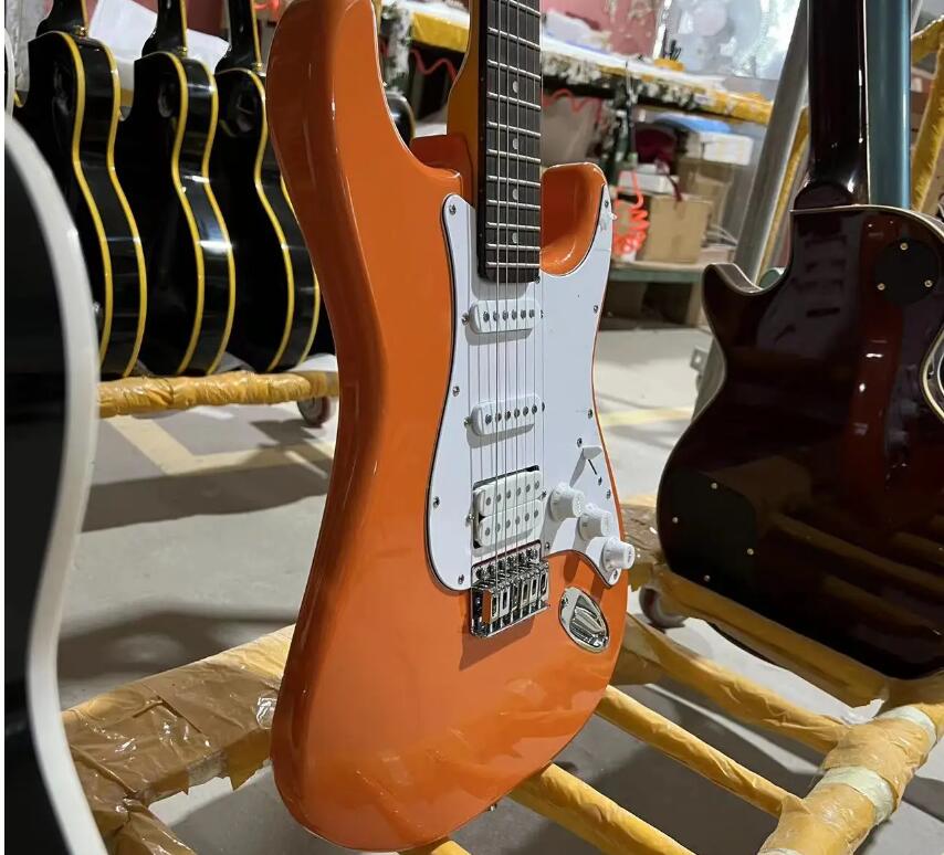 ST Electric Guitar Solid Body Orange Color Rosewood Fingerboard High Quality Guitarra Gratis frakt
