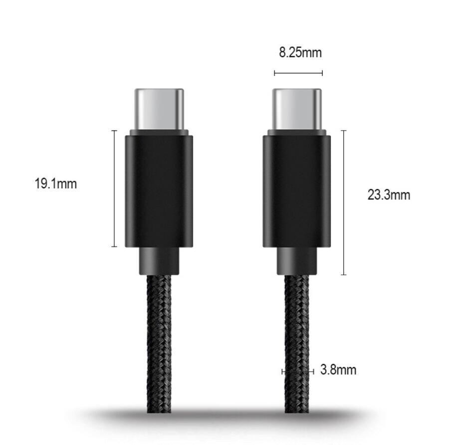 Nylon Braided Type c To c cable 60w PD Typec Cable 3a Fast Charging Cable for 15 samsung