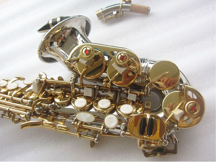 Nieuwe Gebogen Sopraansaxofoon SC-9937 Professionele Muziekinstrument B platte Nikkel zilver Messing Sax Met Case Accessoires