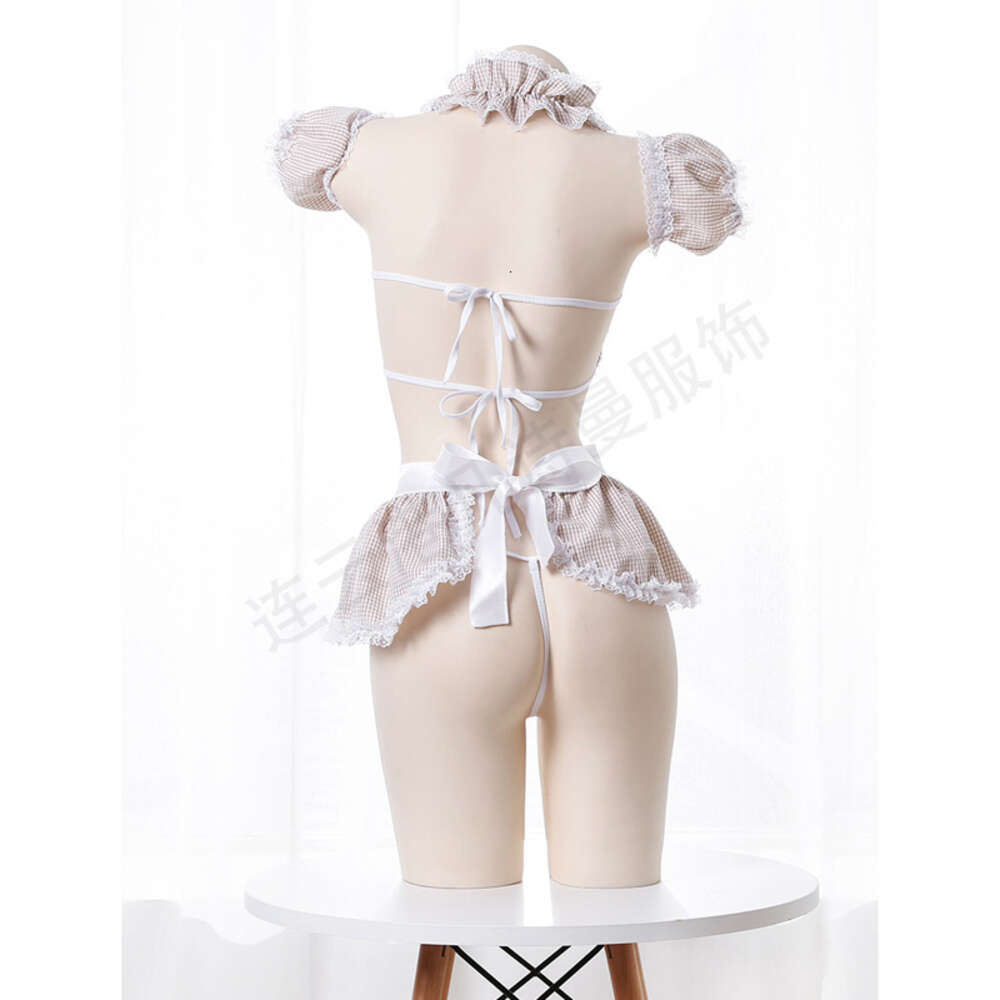 Ani Lovely Girls Lace Plaid Maid Bikini Swimsuit Costume Anime Lolita Swimwear Uniform Temptation Lingerie Cosplay Clothes cosplay