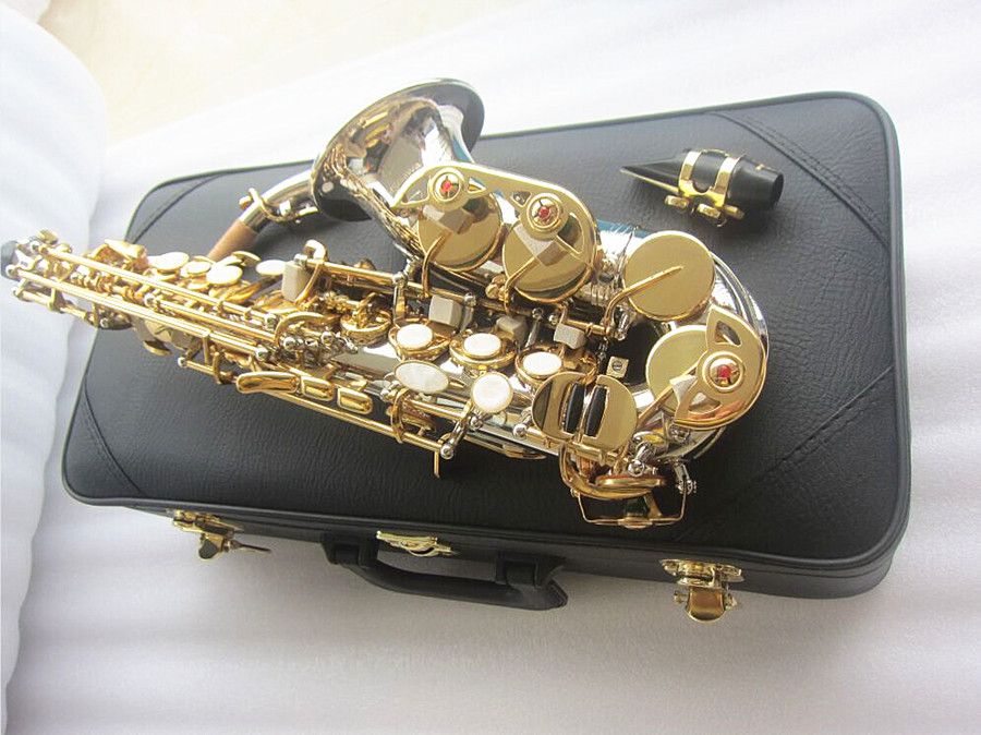 Nieuwe Gebogen Sopraansaxofoon SC-9937 Professionele Muziekinstrument B platte Nikkel zilver Messing Sax Met Case Accessoires