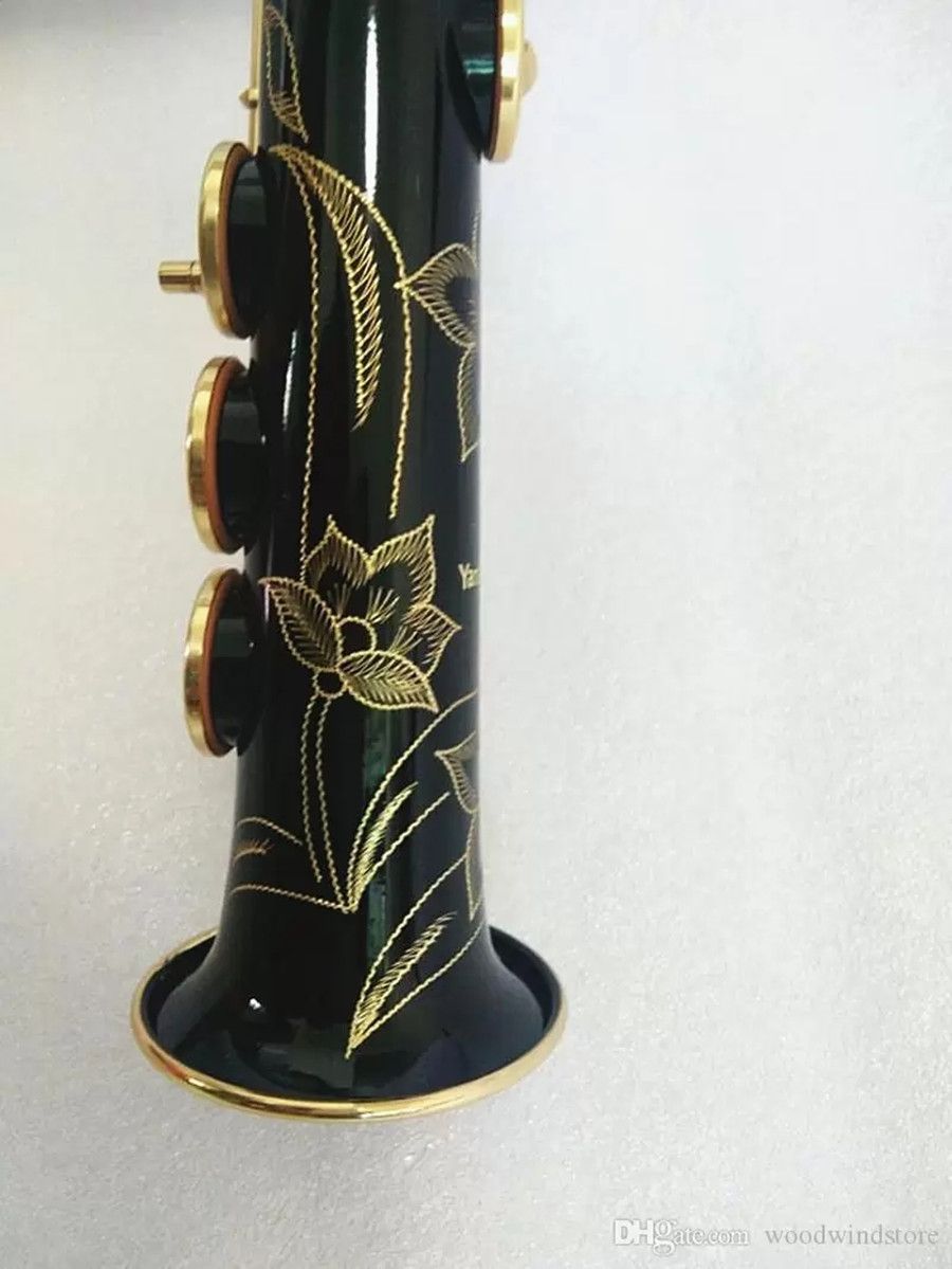 Sopran saksofon prosta S901 Instrumenty muzyczne B Flat Black Golden Key Saks Saks z akcesoriami obudowy