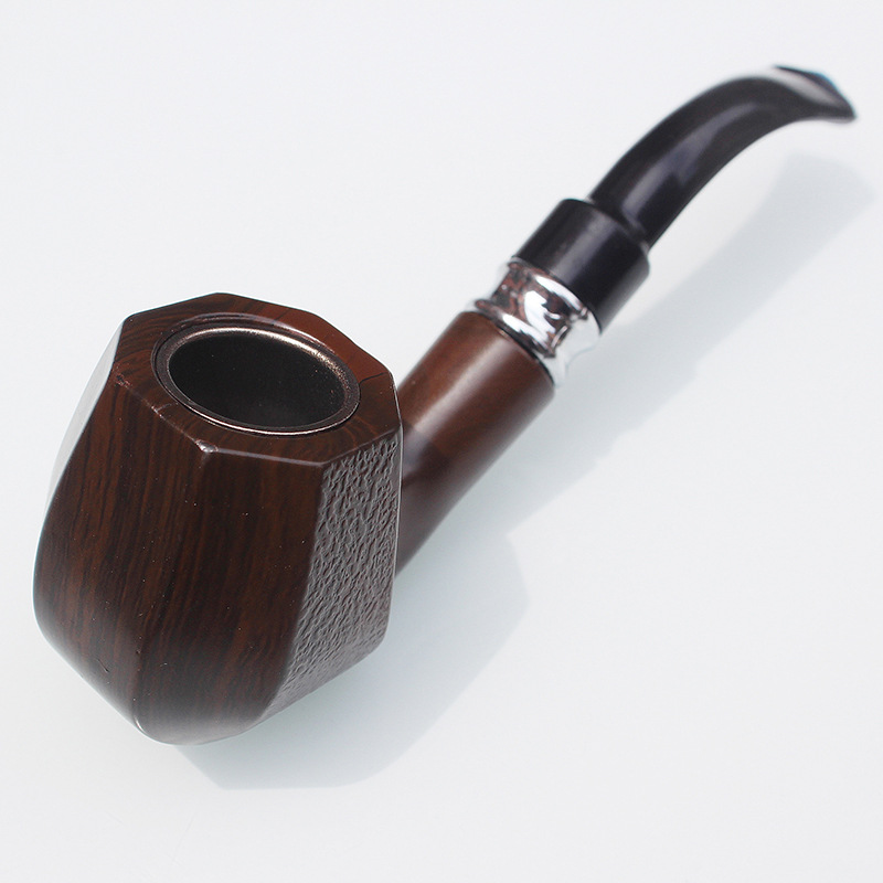 Smoking Pipes Octagonal gum wood iron pot curved pipe men's pipe dry pipe smoking tools