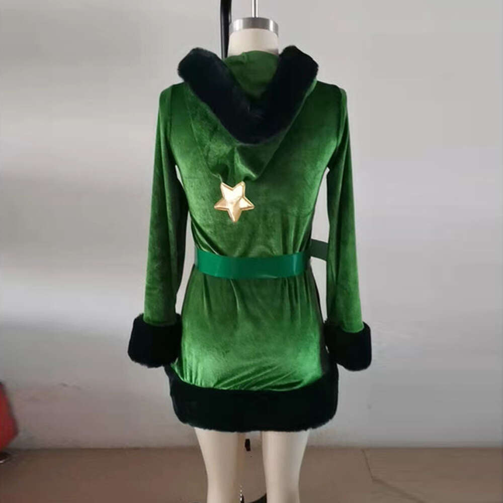 Ani Merry Christmas Green Tree Gift Hooded Dress Outfits Costumes Cosplay cosplay