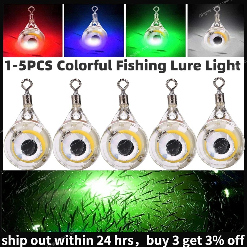 1-Colorido Isca De Pesca Armadilha Luz LED Gota Profunda Olho Subaquático Isca De Lula Lâmpada Luminosa Atraindo Acessórios De Pesca Iscas De Pesca