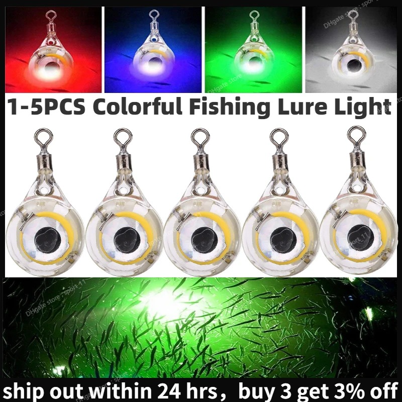 1-5 pièces coloré leurre de pêche piège lumière LED goutte profonde sous-marine oeil calmar appât lampe lumineuse attirant accessoires de pêche pêcheFishing Lures