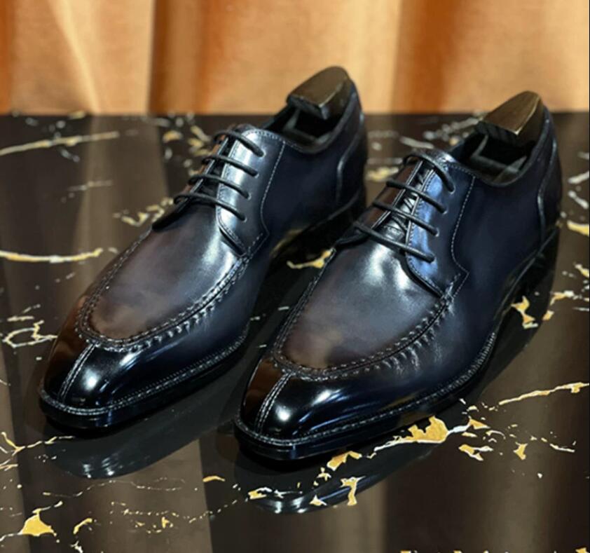 Gazet erkek ayakkabıları İtalya tarzı tam tahıl deri erkek gelinlik ayakkabıları handamde derbi ayakkabıları beyler oxfords