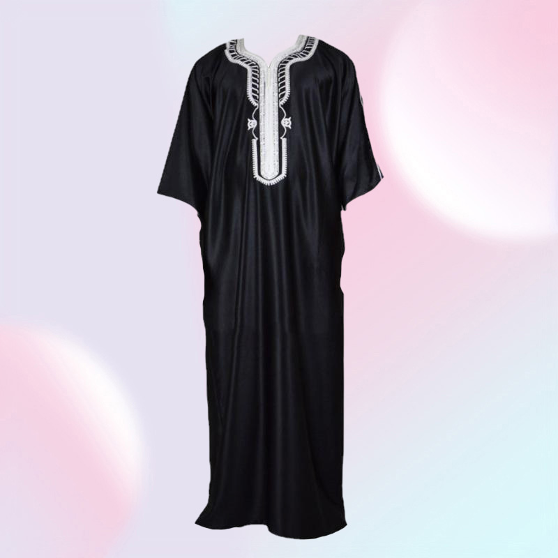 Ethnic Clothing Muslim Man Kaftan Moroccan Men Jalabiya Dubai Jubba Thobe Cotton Long Shirt Casual Youth Black Robe Arab Clothes Ps Size9019057