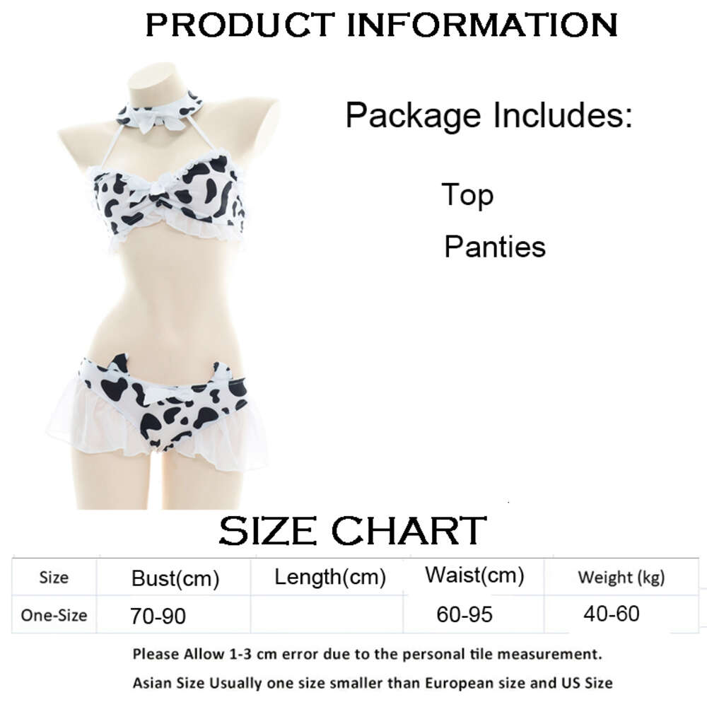 Ani Anime Girl Pet Cow Bikini Swimsuit Costume Pool Party Cute Chiffon Ruffle Swimwear Pamas Uniform Cosplay cosplay
