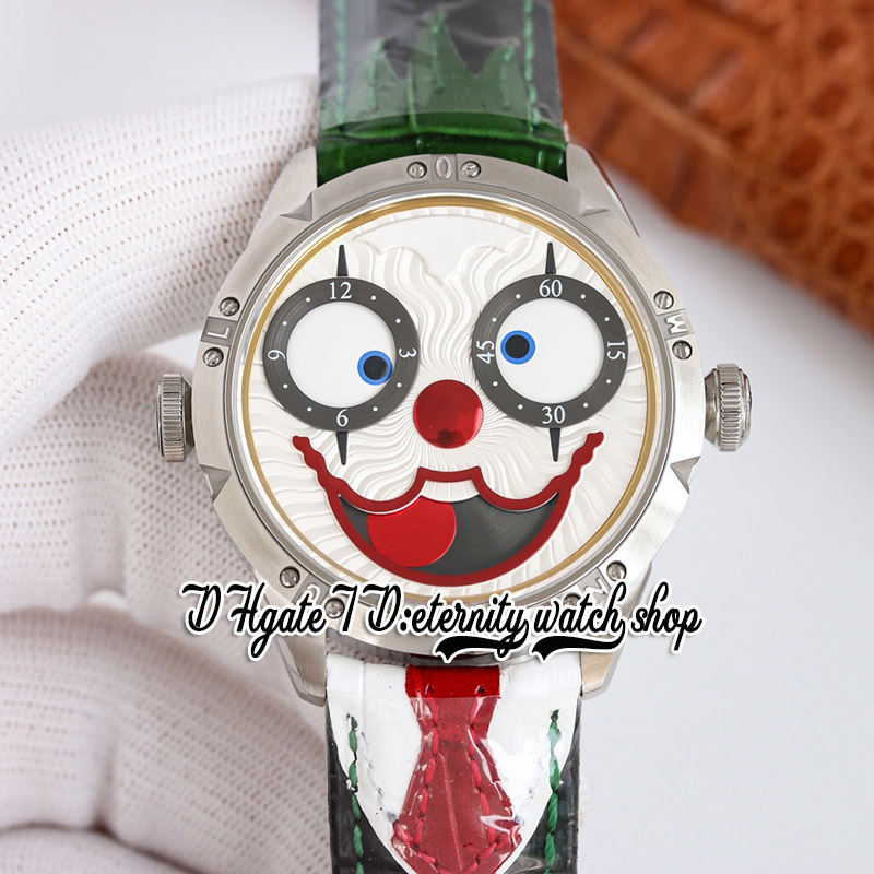 TWF V4S 일본 NH35A 자동식 남성용 시계 Konstantin Chaykin Halloween Moon Phase Joker 화이트 다이얼 316L 스틸 케이스 Red Necktie Leather Super Edition eternity Watches