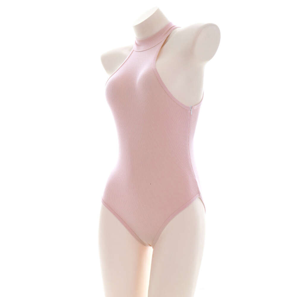 Ani Cute Loliat Girl Pink Tight Leotard Einteiliger Badeanzug Kostüm Sommer Strand High Neck Bodysuit Bademode Uniform Cosplay Cosplay