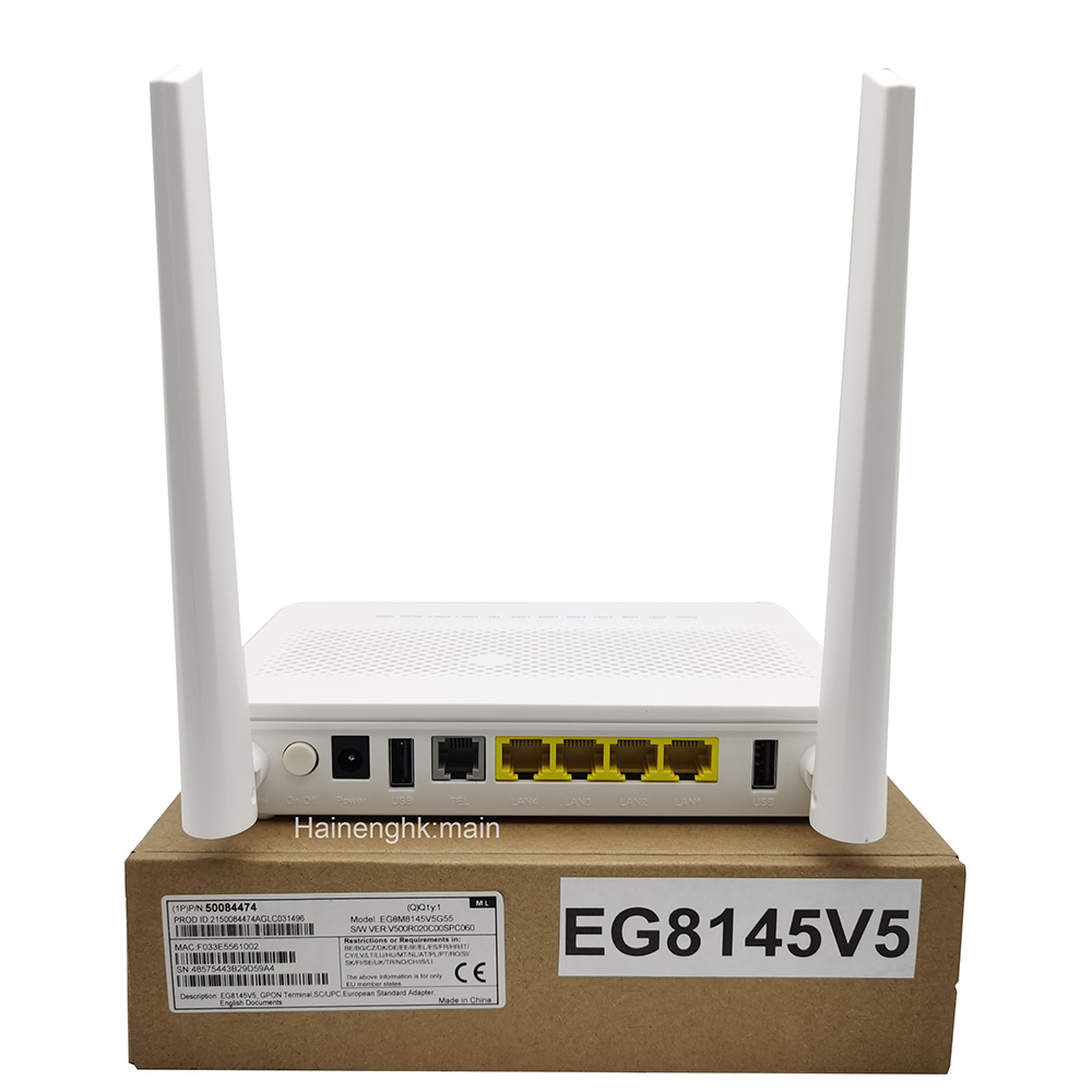 GPON ONU EG8145V5 4GE+1TEL+2USB+AC WIFI5 뒷면에 안테나가있는 r19 쉘 Huawei ZTE Fiberhome OLT와 동일한 기능 HS8145V5 G-1425-MA