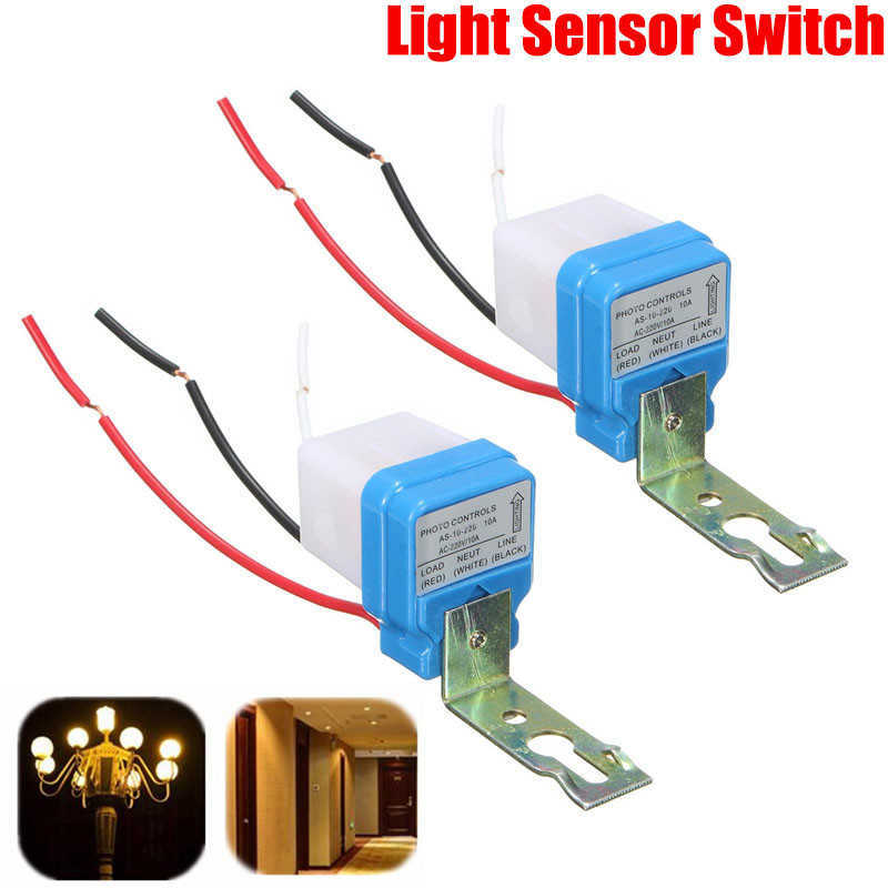 Ny Automatisk Auto On Off Photocell Street Light Switch DC AC 220V 50-60Hz 10A Fotokontroll FotoVerksensorbrytare