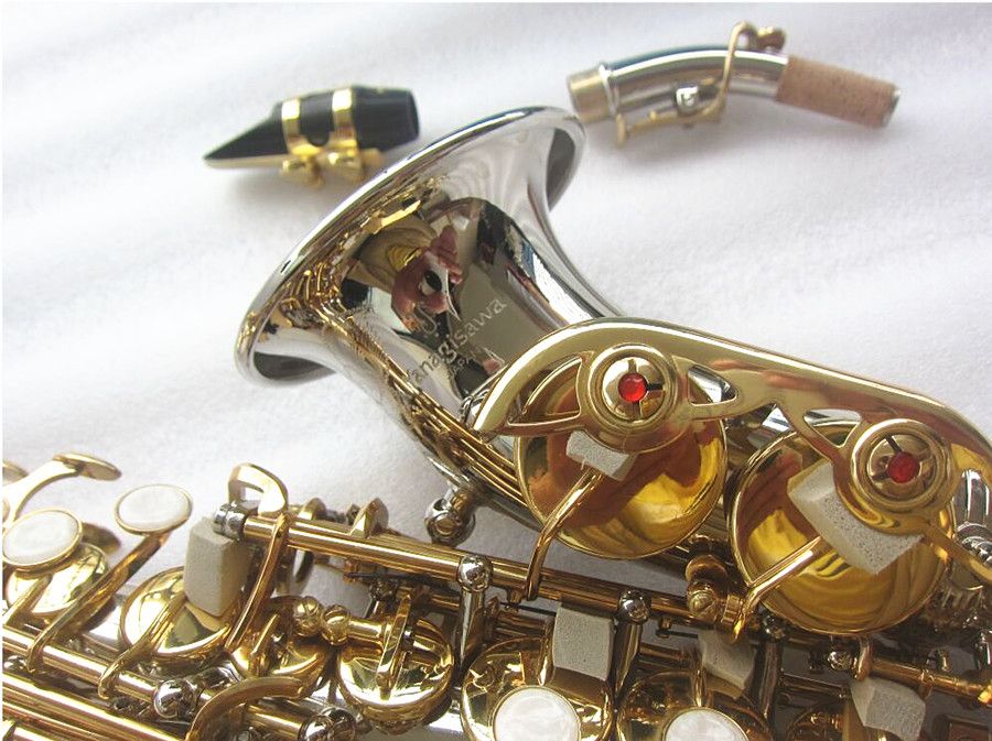 Nieuwe Gebogen Sopraansaxofoon SC-9937 Professionele Muziekinstrument B platte Nikkel zilver Messing Sax Met Case Accessoires