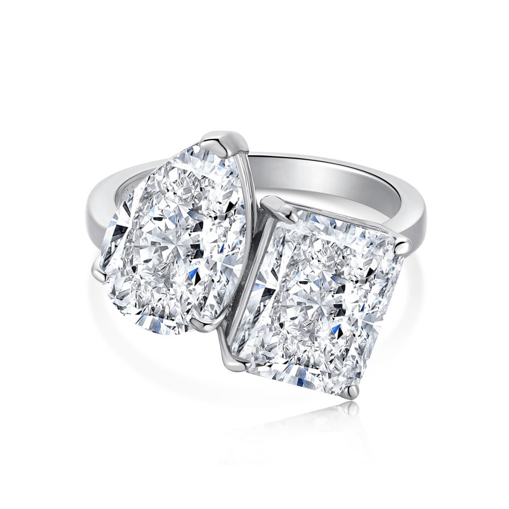 Bague en diamant taille radiant faite à la main 100% réel 925 bagues de mariage en argent sterling pour femmes bijoux de promesse de fiançailles