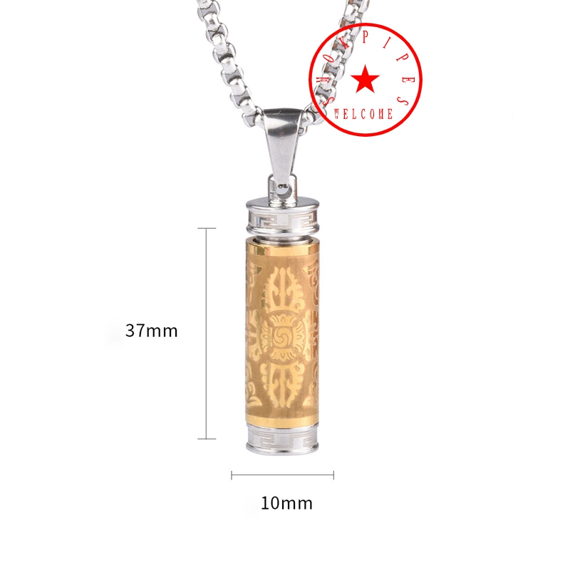 Cool Smoking Stainless Steel Pendant Portable Removable Storage Container Snuff Bottle Pill Spice Miller Tobacco Case Pill Stash Box Necklace Cigarette Holder DHL